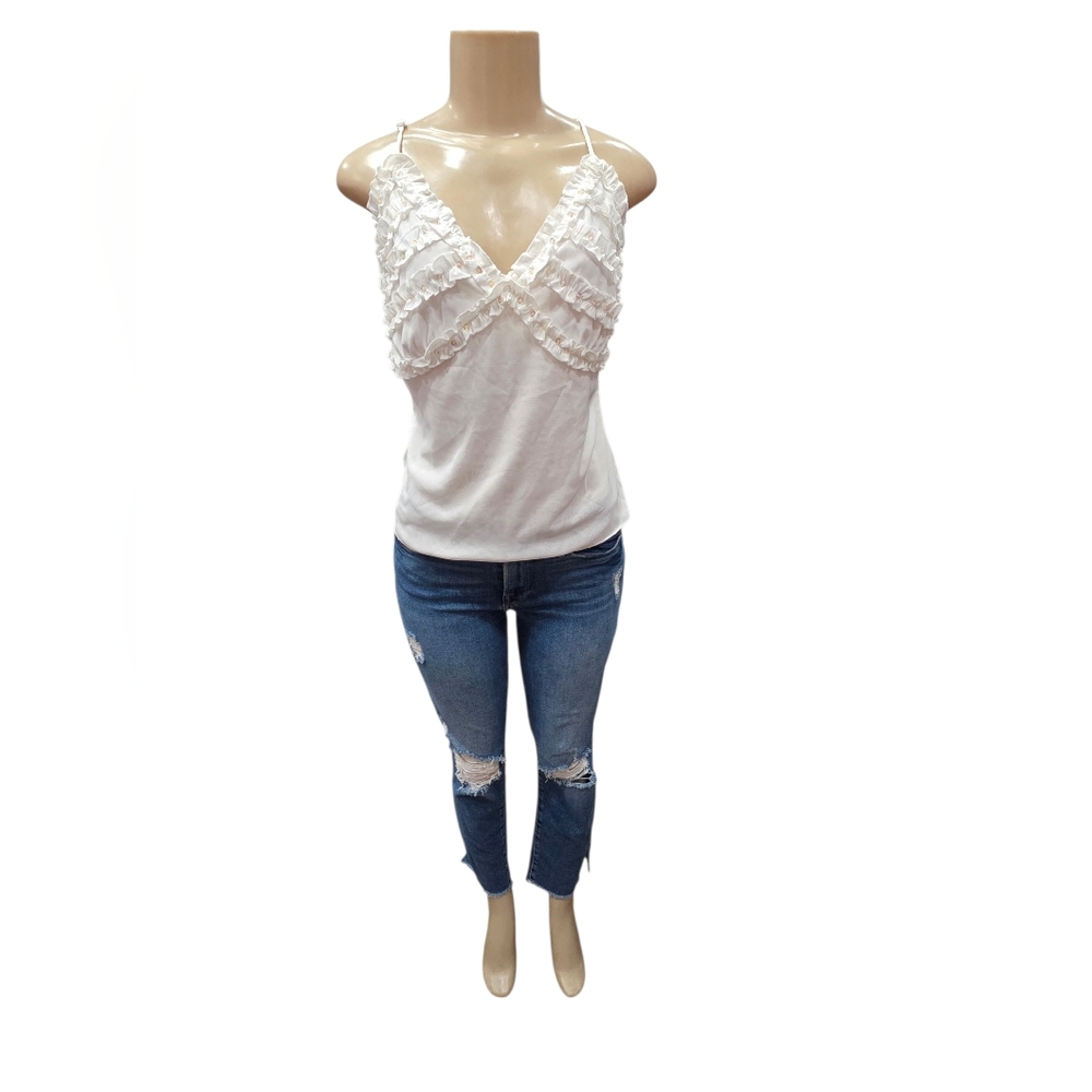 Gracia Size Large White Beaded Fairy Style Tank Top Size L